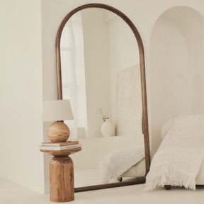 Amora - Extra Large Full Length Arched Warm Wood Mirror 190cm x 100cm