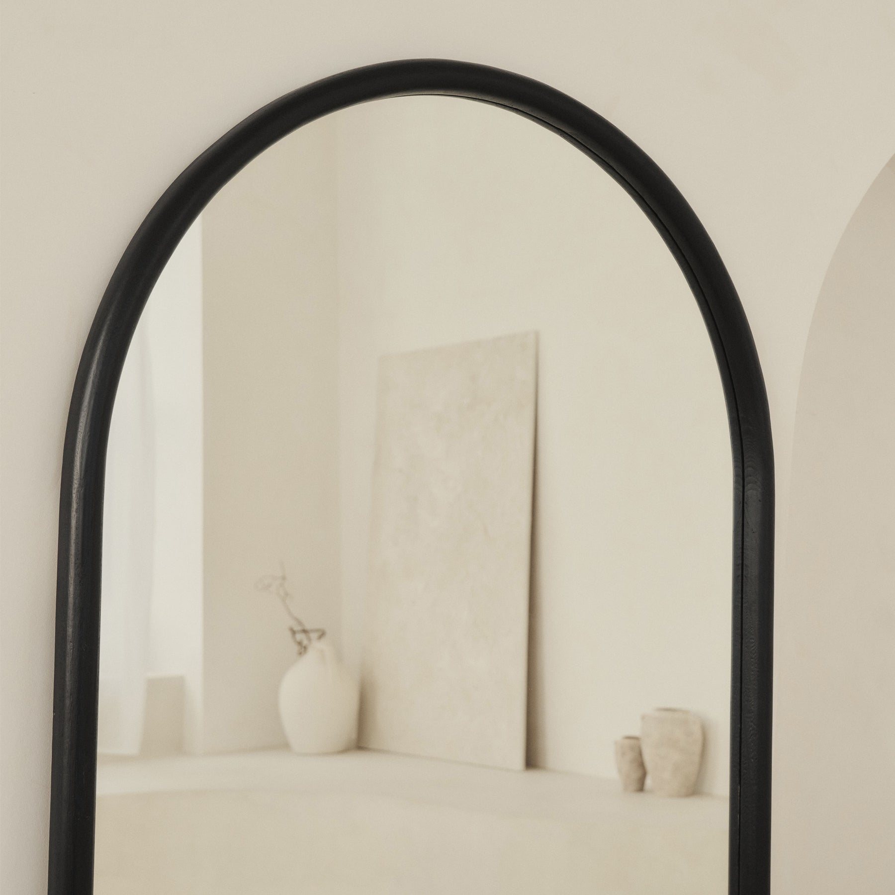 Amora - Extra Large Full Length Arched Charred Black Mirror 190cm x 100cm