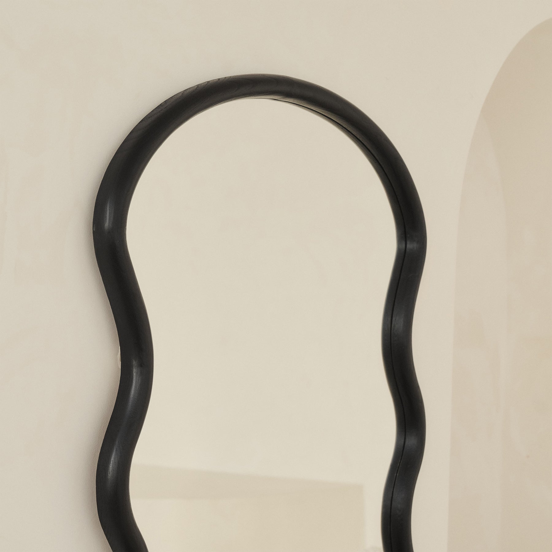 Isadora - Large Full Length Charred Black Wave Mirror 176cm x 80cm