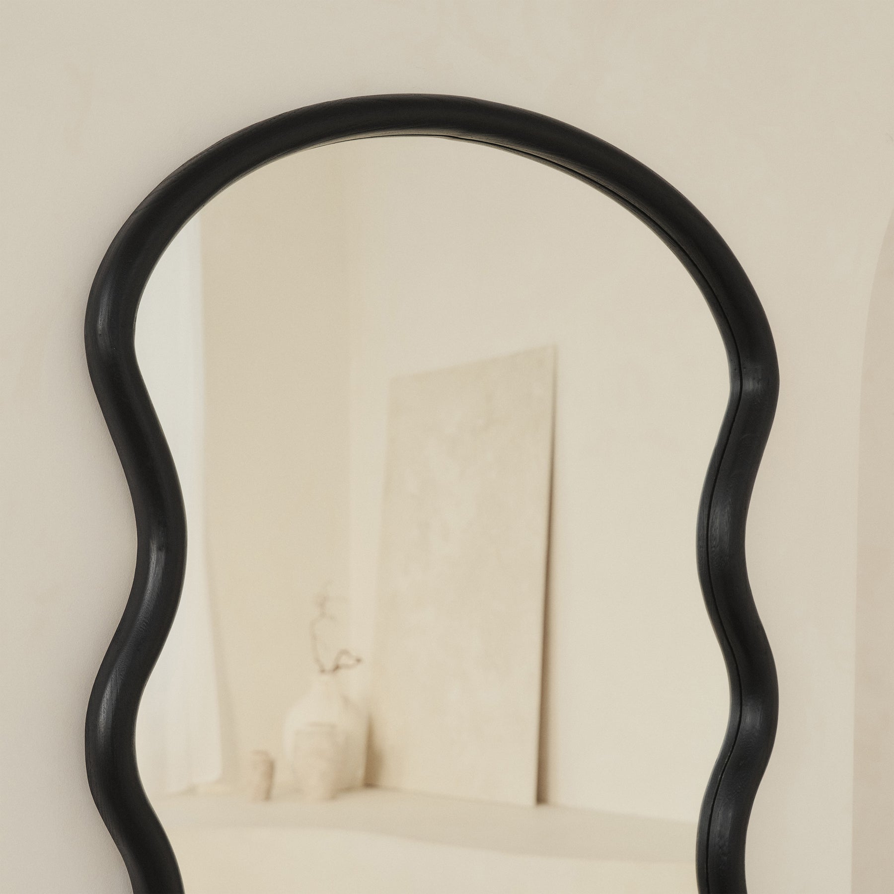 Isadora - Large Full Length Charred Black Wave Mirror 176cm x 80cm