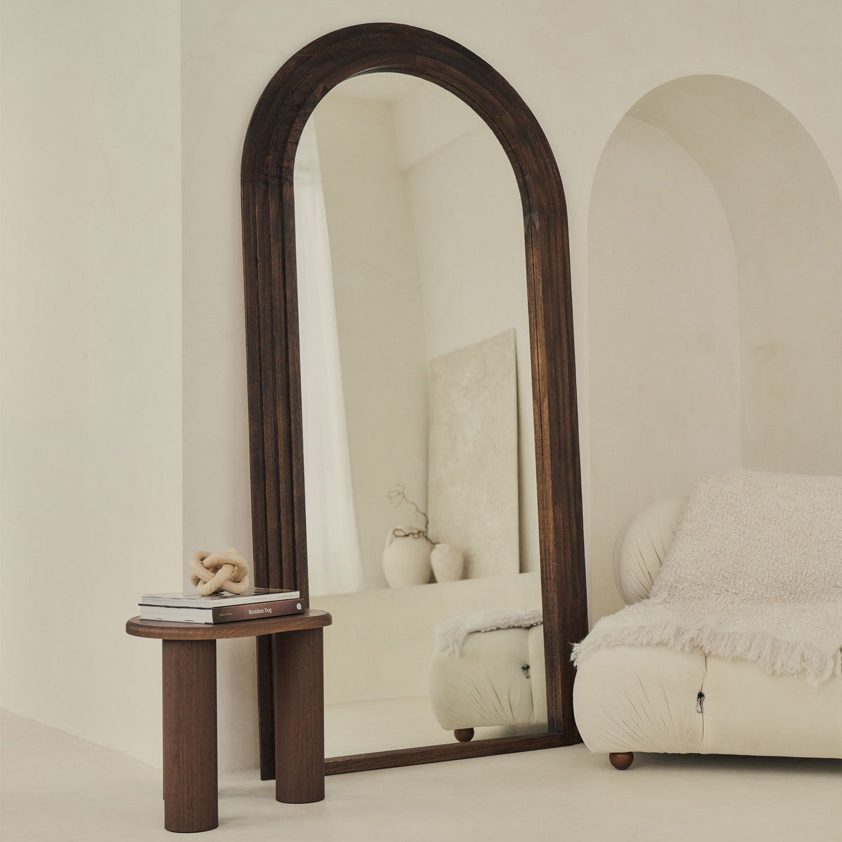 Luciana - Full Length Arched Charred Wood Mirror 200cm x 104cm