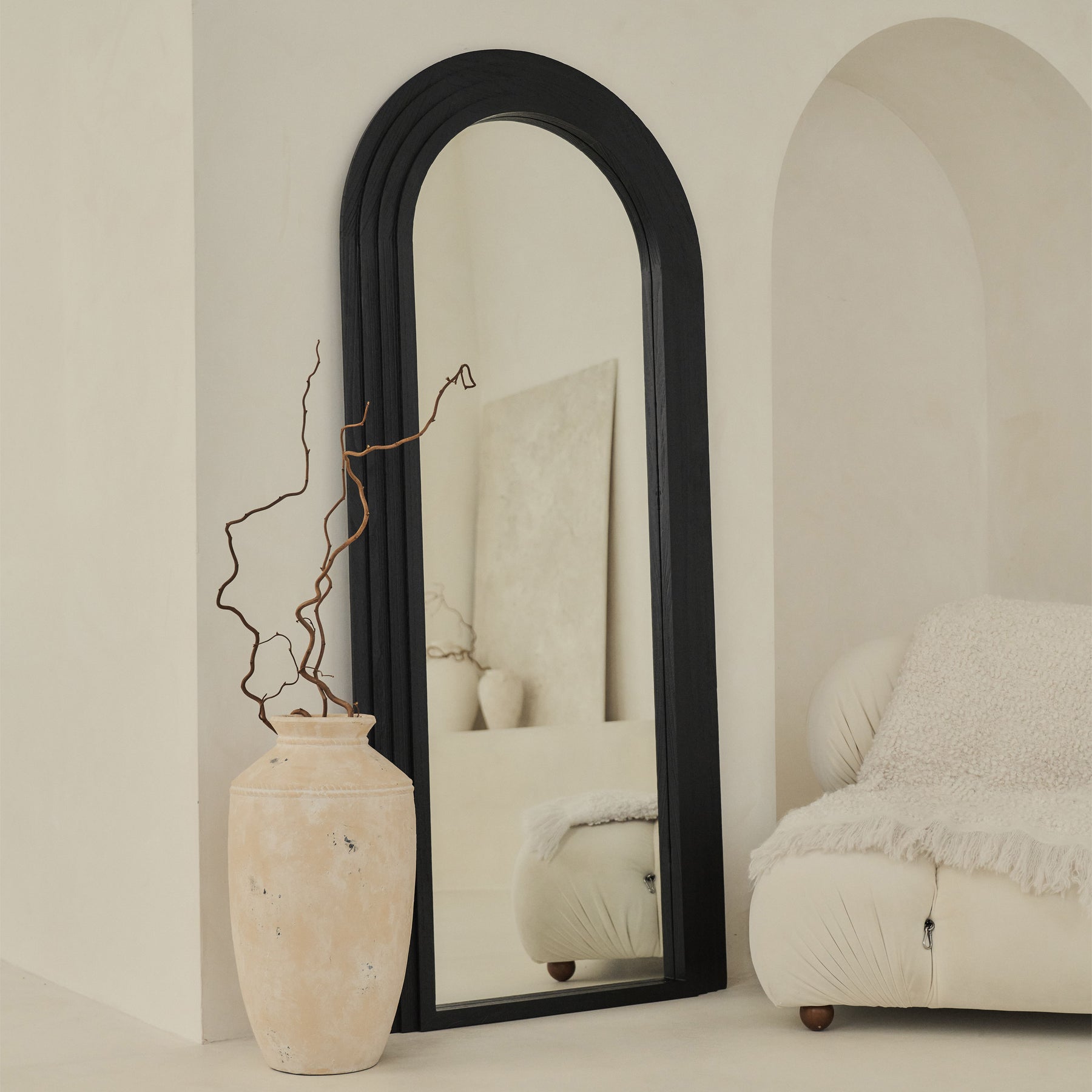 Luciana - Full Length Arched Charred Black Mirror 180cm x 80cm