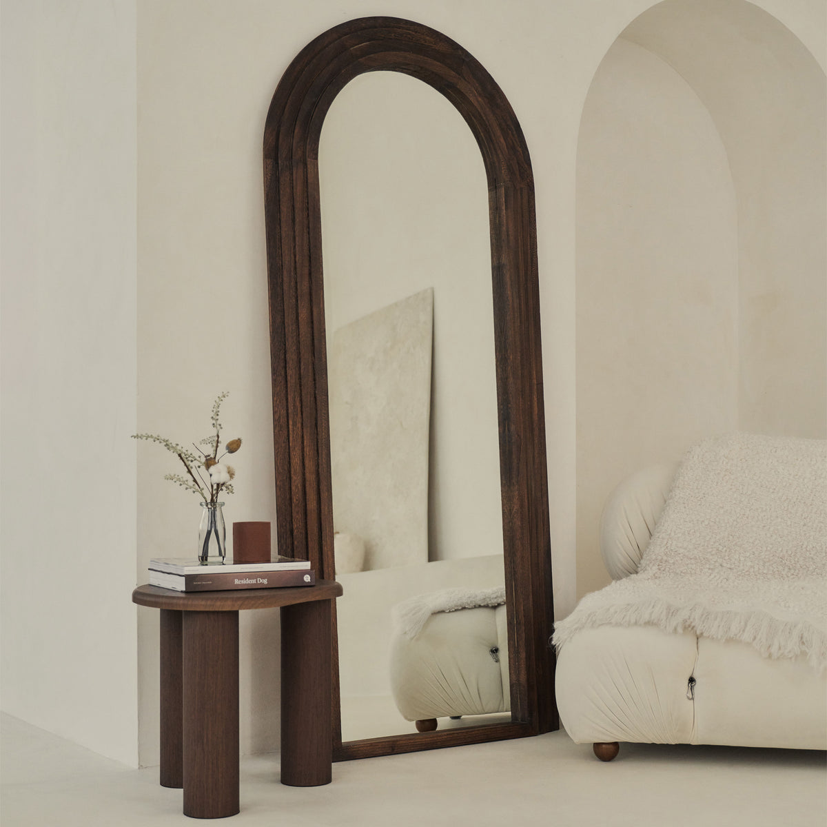 Luciana - Full Length Arched Charred Wood Mirror 180cm x 80cm