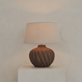 Caprera - Brown Textured Ceramic Drum Shade Table Lamp