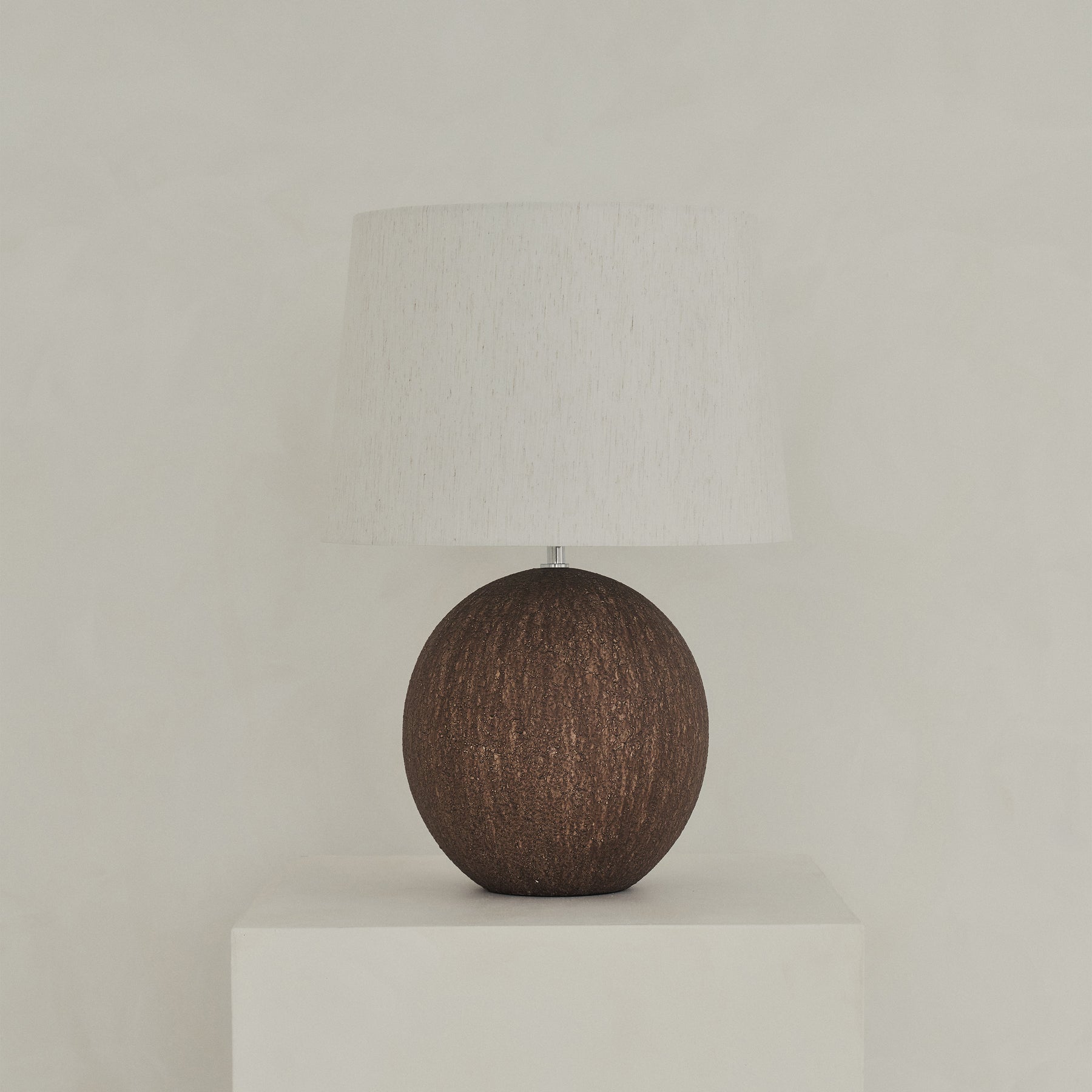 Corsica - Large Brown Ceramic Drum Shade Table Lamp