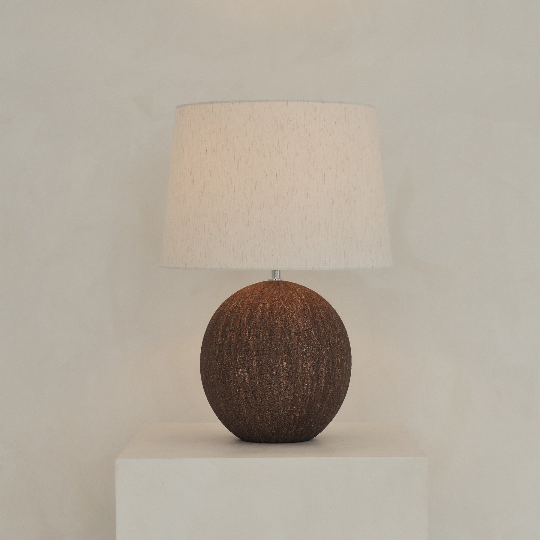 Corsica - Large Brown Ceramic Drum Shade Table Lamp