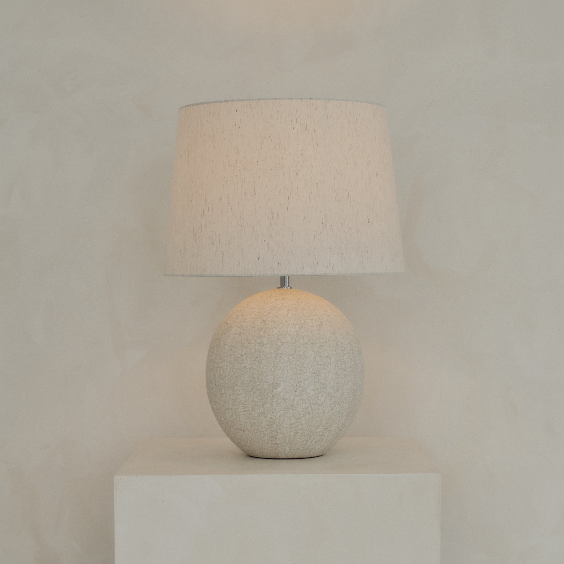 Corsica - Large Stone Ceramic Drum Shade Table Lamp