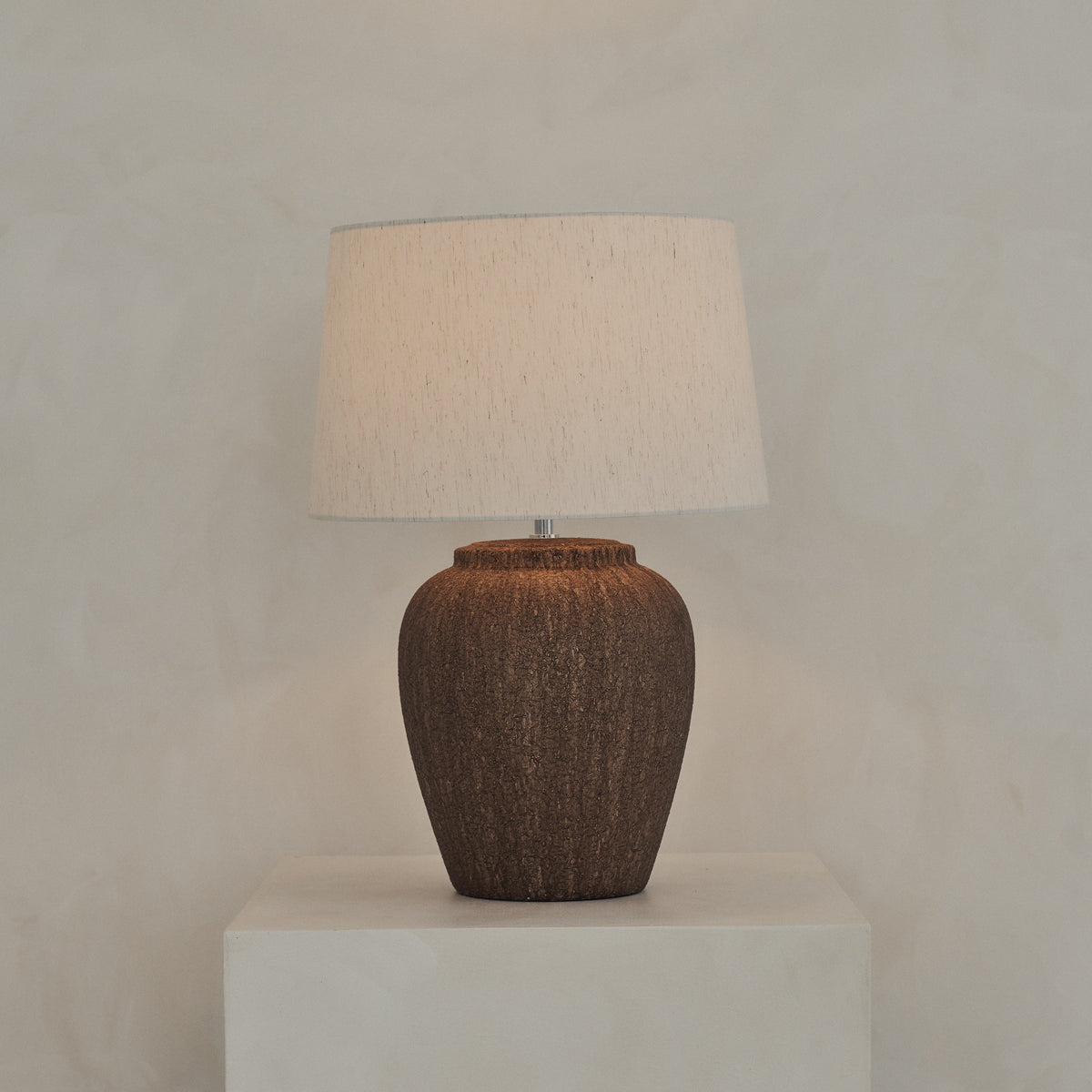 Sicily - Brown Ceramic Drum Shade Table Lamp