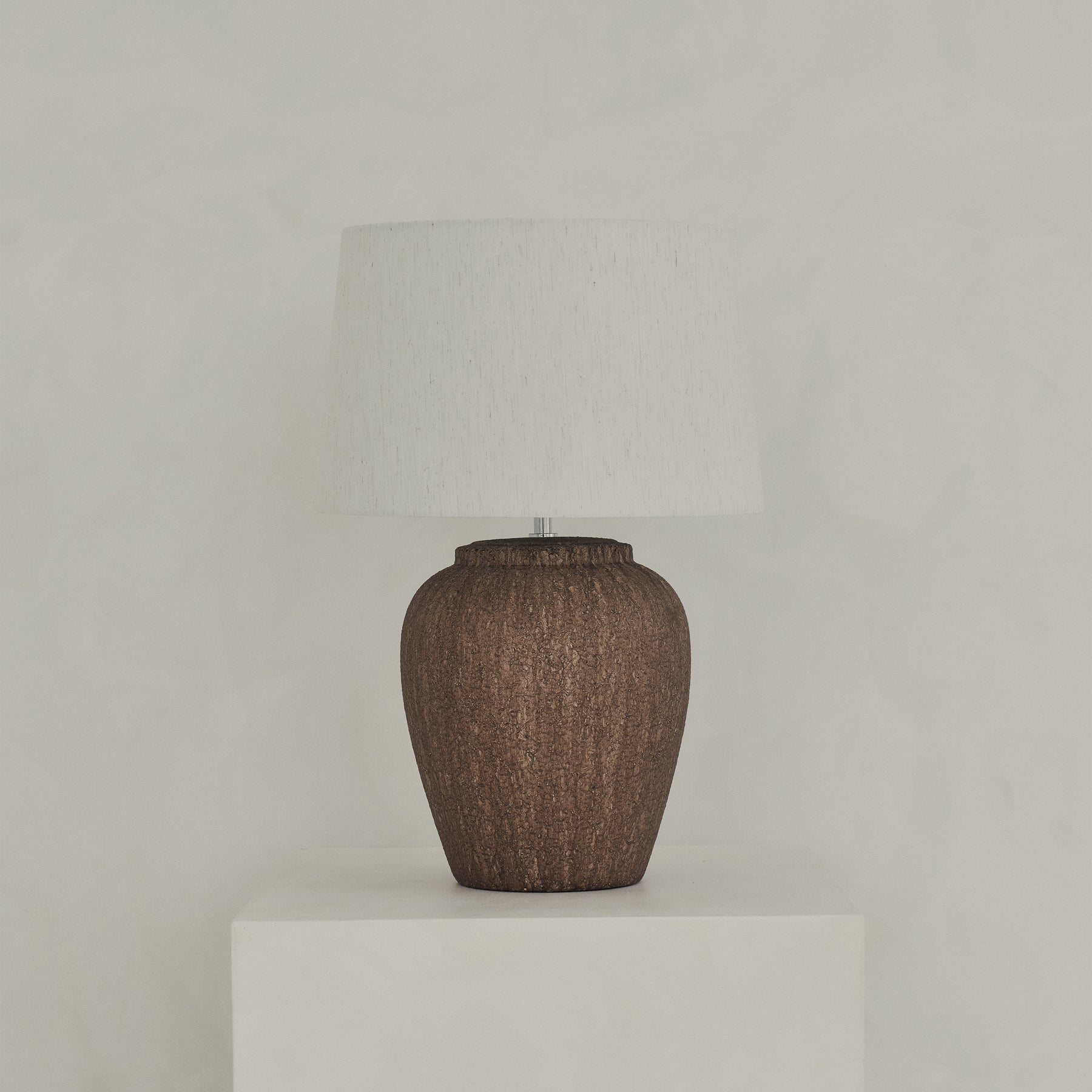 Sicily - Brown Ceramic Drum Shade Table Lamp