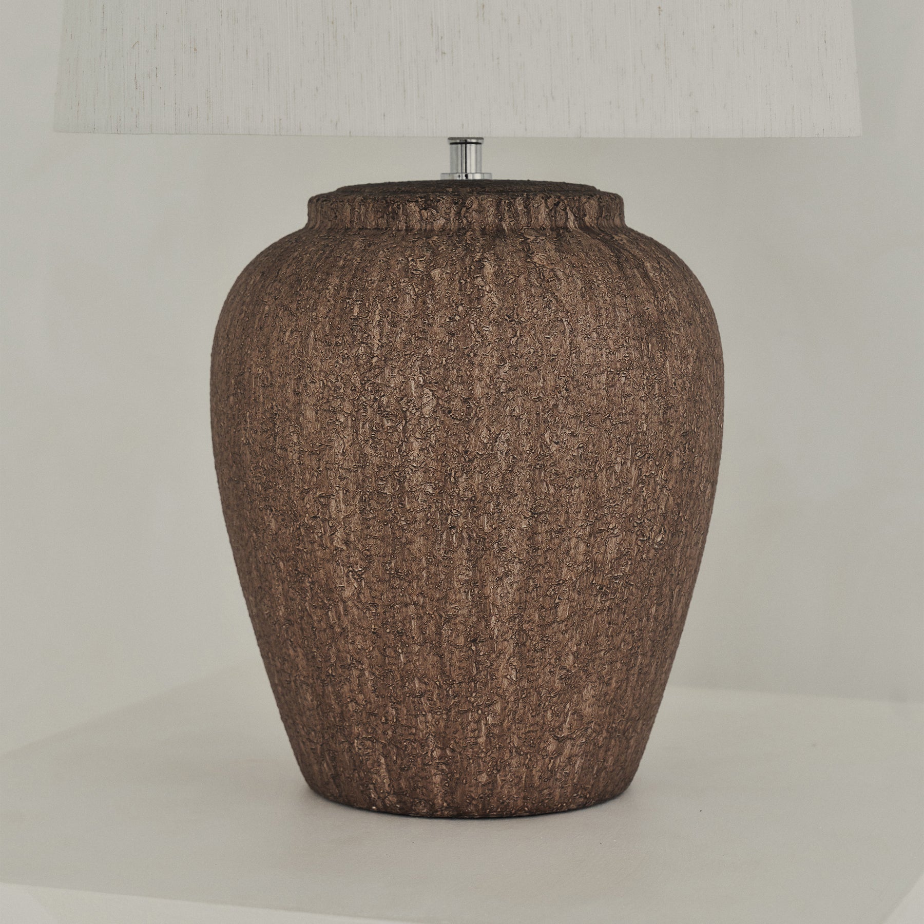 Sicily - Brown Ceramic Drum Shade Table Lamp