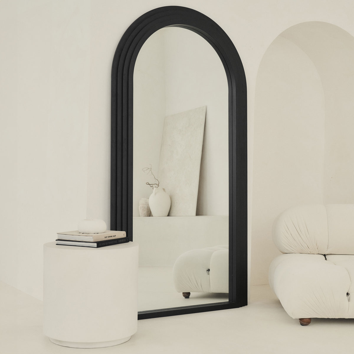 Luciana - Full Length Arched Charred Black Mirror 200cm x 104cm