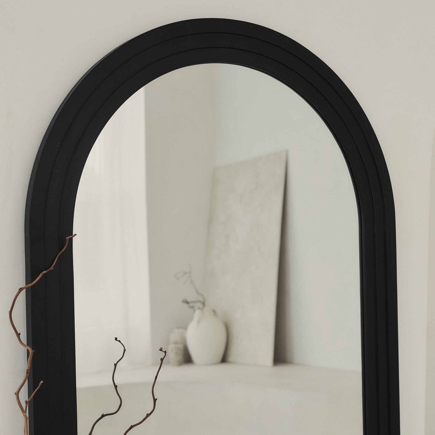 Luciano - Large Full Length Arched Black Mirror 180cm x 90cm