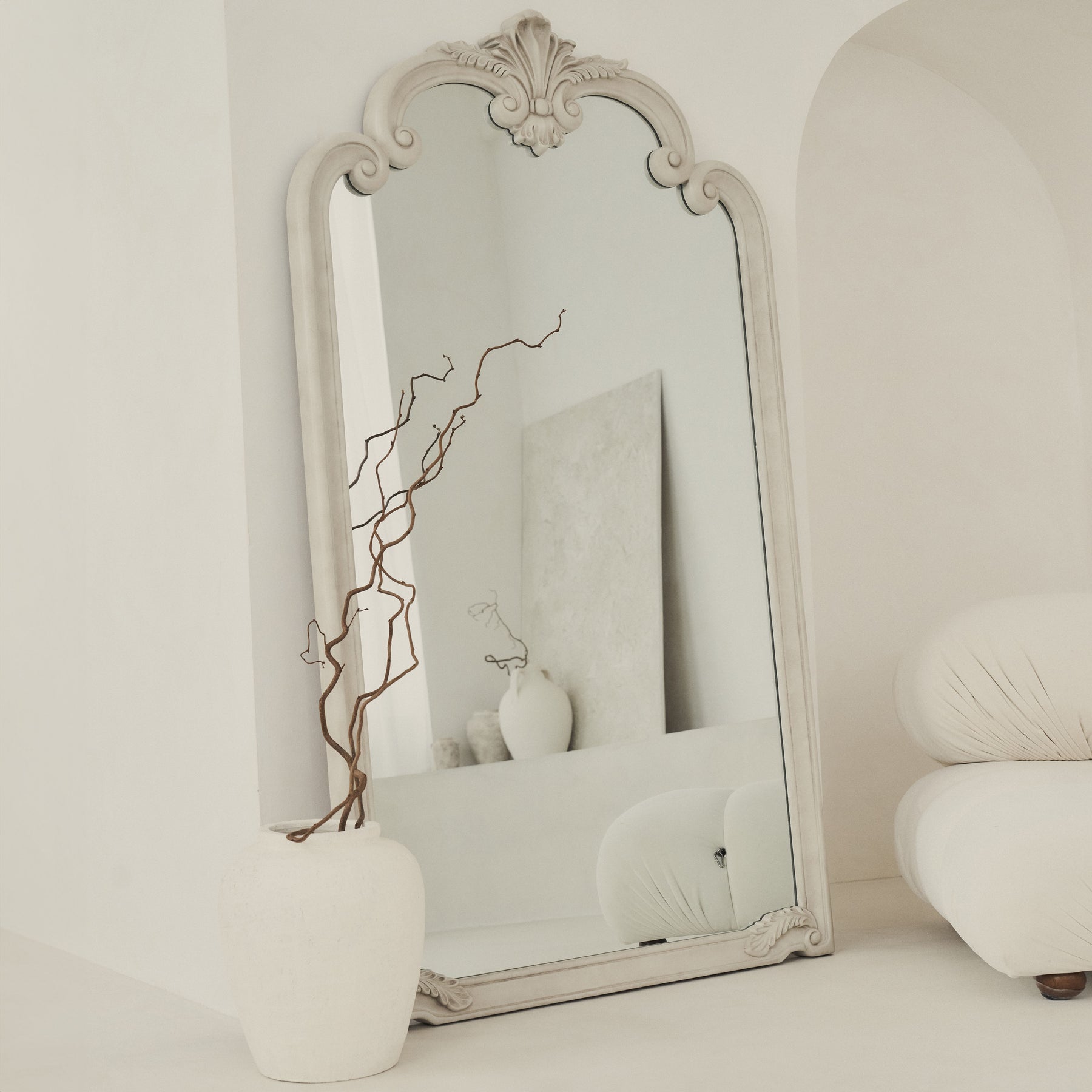 Pelazzo - Full Length Extra Large Concrete Ornate Mirror 185cm x 104cm