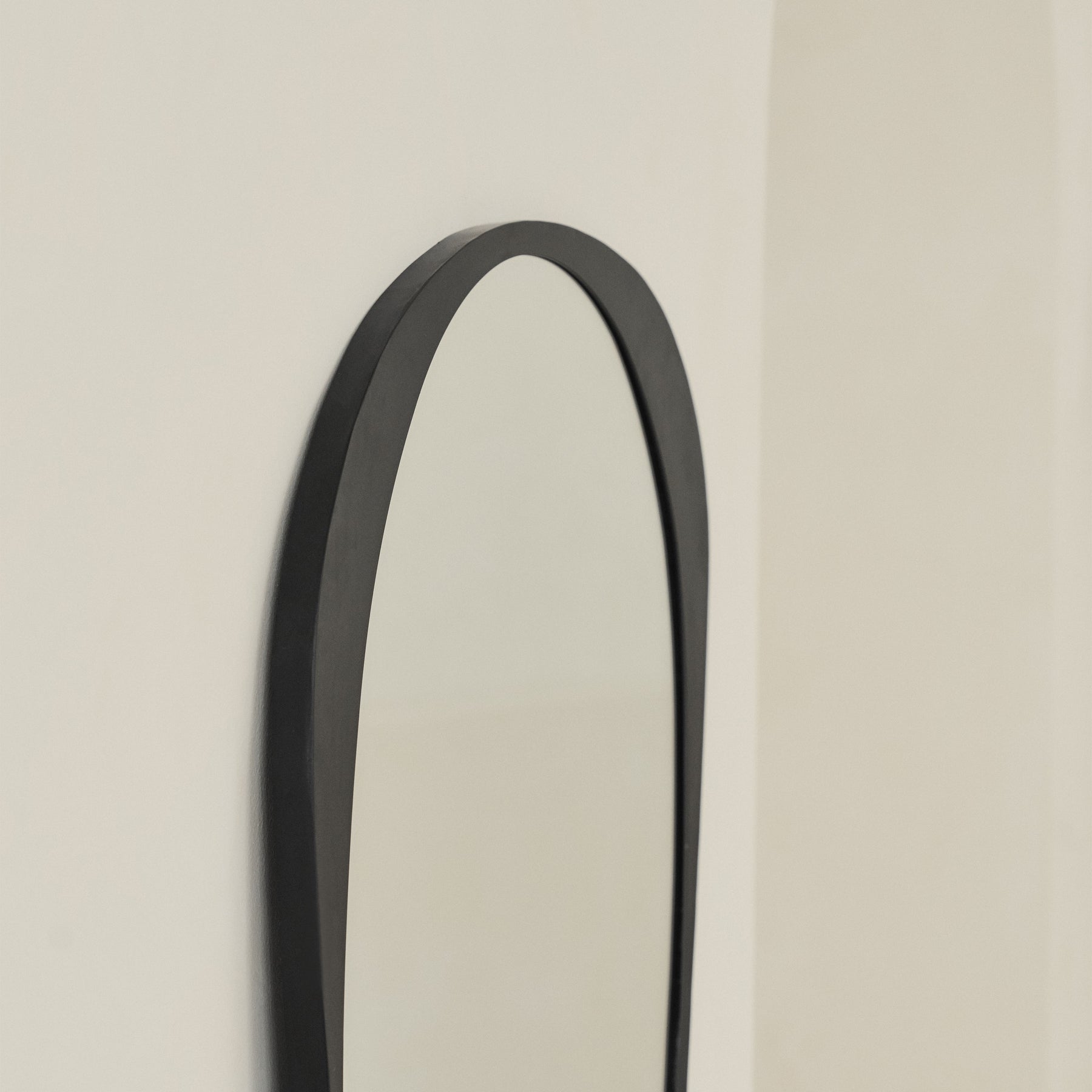 Side-view of  Large Full Length Black Metal Irregular Mirror