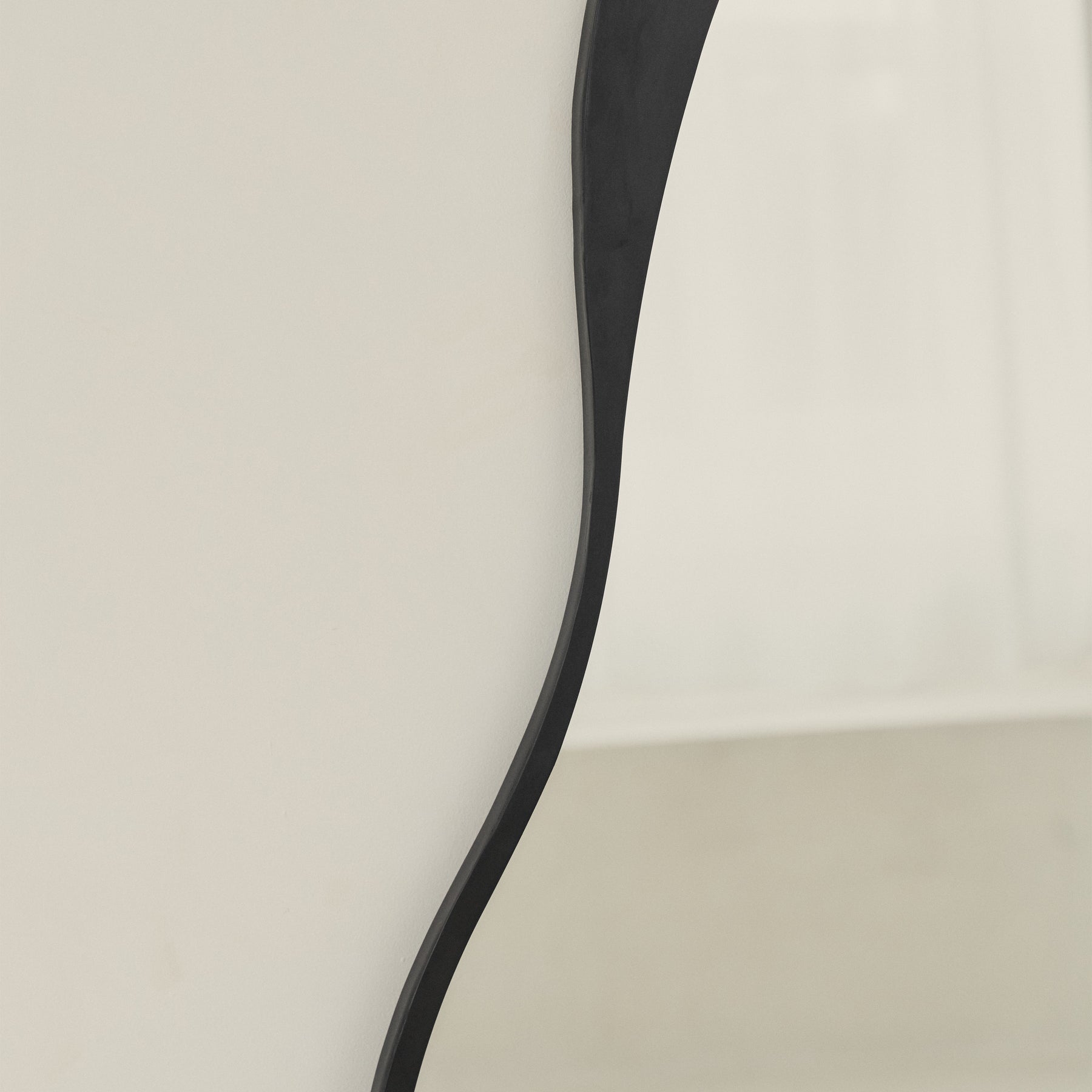 Detail shot of  Large Full Length Black Metal Irregular Mirror curved frame