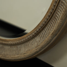 Antoine - Large Washed Wood Round Wall Mirror 90cm x 90cm