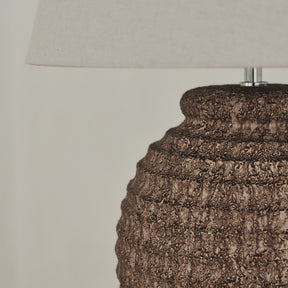 Linosa - Brown Textured Ceramic Drum Shade Table Lamp