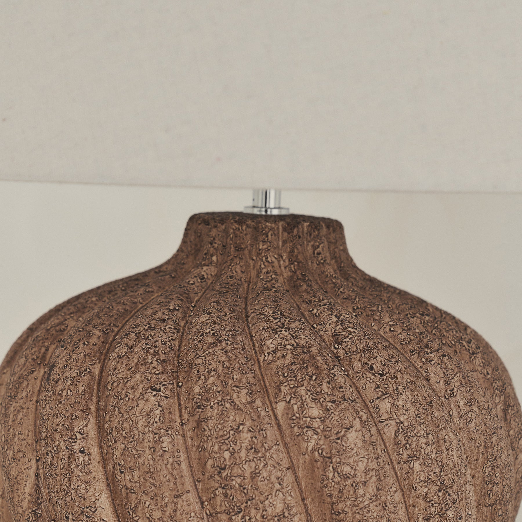 Caprera - Brown Textured Ceramic Drum Shade Table Lamp