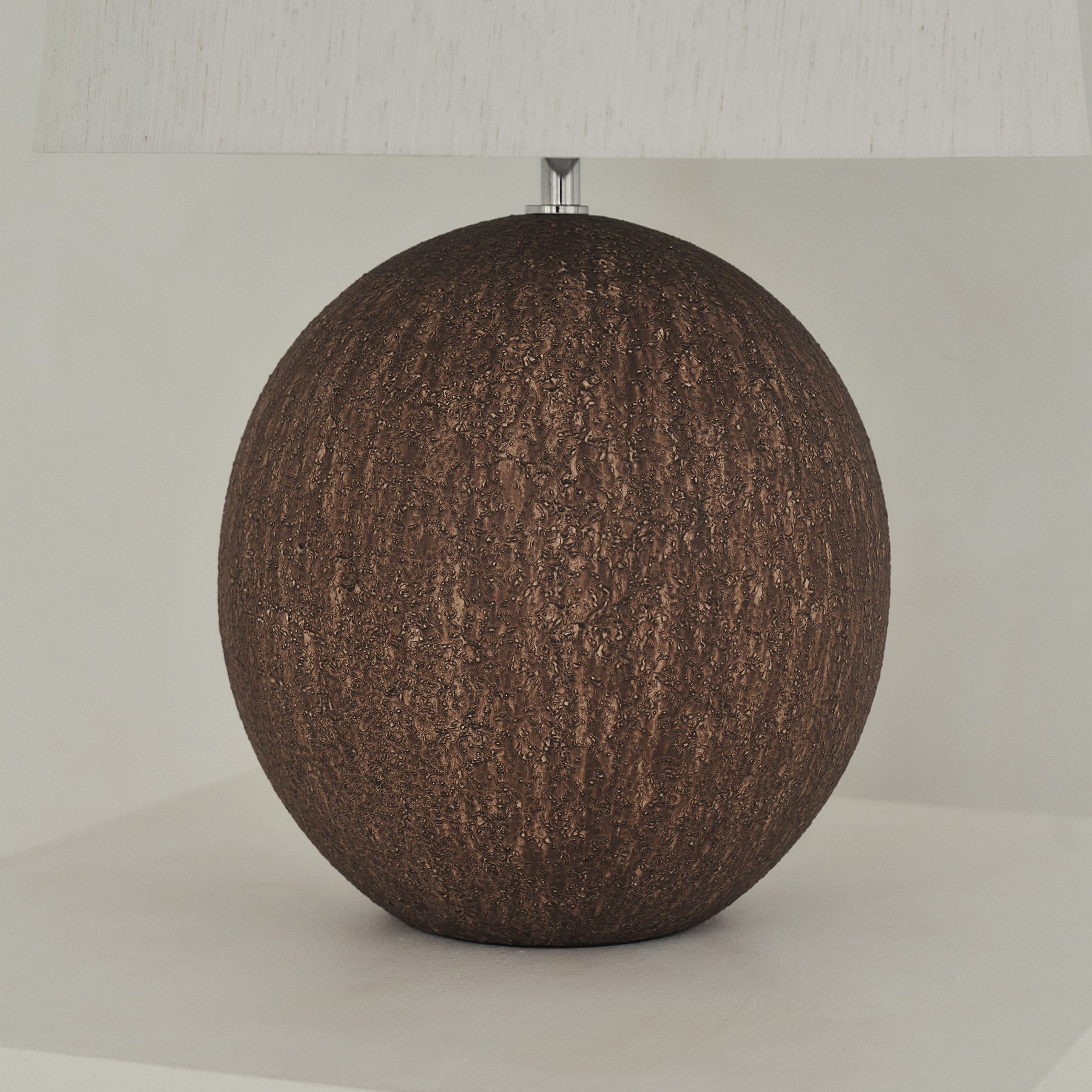 Corsica - Large Brown Ceramic Drum Shade Table Lamp