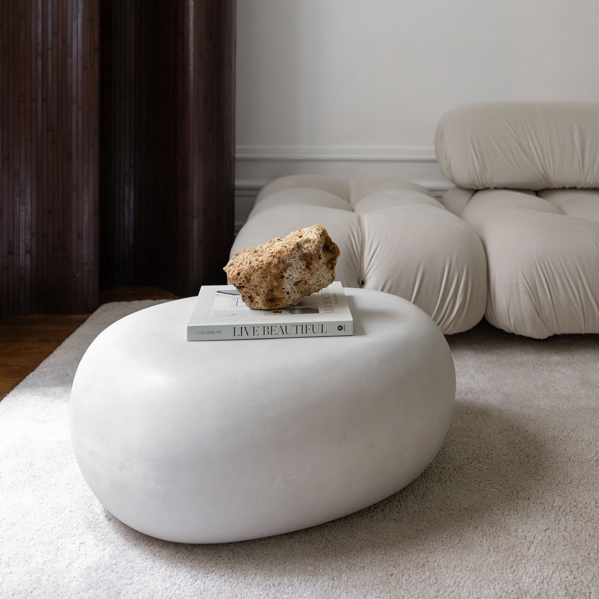 Zola - Minimal Concrete Pebble Coffee Table Large