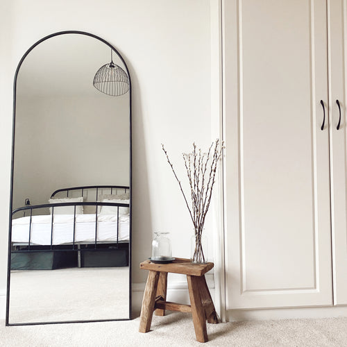 Black Full Length Arched Metal Mirror 60