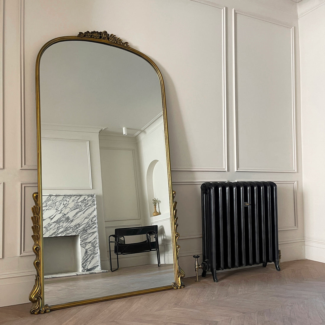 Full Length Gold Arched Ornate Metal Mirror 196cm x 110cm - Valentina